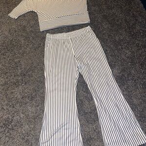 SHEIN Monochrome Striped Wide Leg Jumpsuit